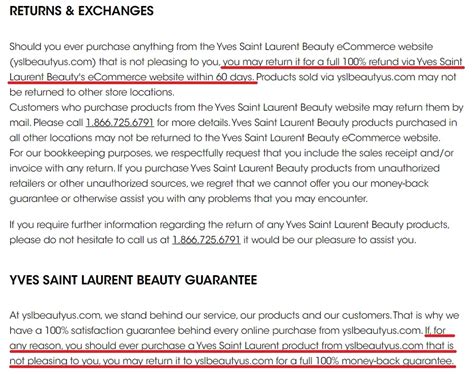 ysl makeup return policy|ysl beauty return policy.